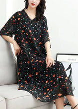 Load image into Gallery viewer, Classy Black V Neck Print Lace Patchwork Chiffon Dresses Summer