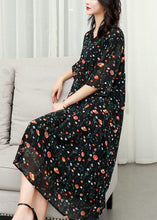 Load image into Gallery viewer, Classy Black V Neck Print Lace Patchwork Chiffon Dresses Summer