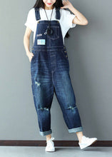 Load image into Gallery viewer, Classy Blue Applique Cotton Denim Jumpsuit Ripped Jeans Spring