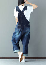 Load image into Gallery viewer, Classy Blue Applique Cotton Denim Jumpsuit Ripped Jeans Spring