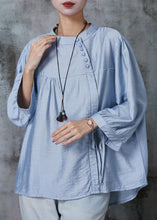 Load image into Gallery viewer, Classy Blue Oversized Lace Up Linen Shirts Summer