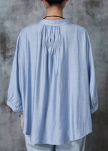 Load image into Gallery viewer, Classy Blue Oversized Lace Up Linen Shirts Summer