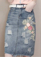 Load image into Gallery viewer, Classy Blue Pockets Nail Bead Hole Sashes Denim Skirts Summe