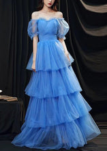 Load image into Gallery viewer, Classy Blue Ruffled Layered Patchwork Tulle Party Dresses Summer