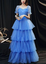 Load image into Gallery viewer, Classy Blue Ruffled Layered Patchwork Tulle Party Dresses Summer