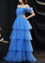 Load image into Gallery viewer, Classy Blue Ruffled Layered Patchwork Tulle Party Dresses Summer