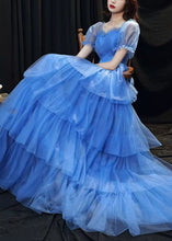 Load image into Gallery viewer, Classy Blue Ruffled Layered Patchwork Tulle Party Dresses Summer