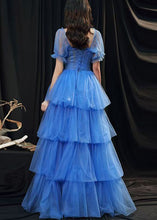 Load image into Gallery viewer, Classy Blue Ruffled Layered Patchwork Tulle Party Dresses Summer