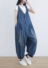 Load image into Gallery viewer, Classy Blue V Neck Oversized Ripped Cotton Denim Jumpsuit Spring