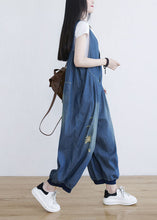 Load image into Gallery viewer, Classy Blue V Neck Oversized Ripped Cotton Denim Jumpsuit Spring