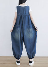 Load image into Gallery viewer, Classy Blue V Neck Oversized Ripped Cotton Denim Jumpsuit Spring