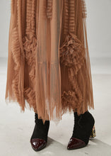 Load image into Gallery viewer, Classy Brown Ruffled Stereoscopic Floral Tulle Skirt Spring