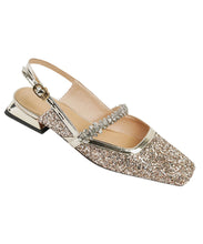 Load image into Gallery viewer, Classy Champagne Cross Strap Zircon Genuine Leather Flat Sandals