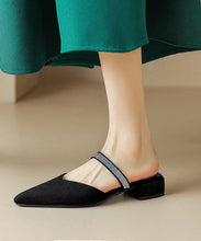 Load image into Gallery viewer, Classy Comfy Black Zircon Pointed Toe Slide Sandals