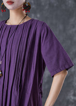 Load image into Gallery viewer, Classy Dark Purple Oversized Wrinkled Linen Robe Dresses Summer