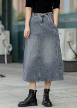 Load image into Gallery viewer, Classy Denim Blue Patchwork Elastic Waist A Line Skirt