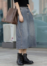 Load image into Gallery viewer, Classy Denim Blue Patchwork Elastic Waist A Line Skirt