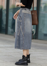 Load image into Gallery viewer, Classy Denim Blue Patchwork Elastic Waist A Line Skirt