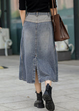 Load image into Gallery viewer, Classy Denim Blue Patchwork Elastic Waist A Line Skirt