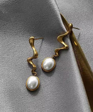 Load image into Gallery viewer, Classy Gold Copper Overgild Pearl Oval Drop Earrings