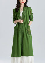 Load image into Gallery viewer, Classy Green V Neck Patchwork Hollow Out Long Ice Size Knit Cardigan Sum