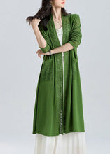 Load image into Gallery viewer, Classy Green V Neck Patchwork Hollow Out Long Ice Size Knit Cardigan Sum