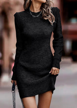 Load image into Gallery viewer, Classy Grey O Neck Patchwork Slim Fit Knitwear Dress Fall