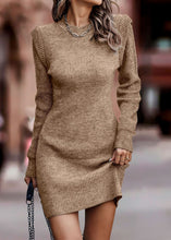 Load image into Gallery viewer, Classy Grey O Neck Patchwork Slim Fit Knitwear Dress Fall