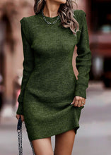 Load image into Gallery viewer, Classy Grey O Neck Patchwork Slim Fit Knitwear Dress Fall