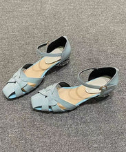 Load image into Gallery viewer, Classy Hollow Out Buckle Strap Flat Sandals Light Blue