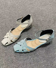 Load image into Gallery viewer, Classy Hollow Out Buckle Strap Flat Sandals Light Blue