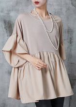 Load image into Gallery viewer, Classy Khaki Oversized Patchwork Chiffon Top Puff Sleeve