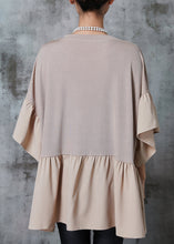 Load image into Gallery viewer, Classy Khaki Oversized Patchwork Chiffon Top Puff Sleeve