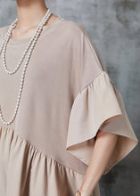 Load image into Gallery viewer, Classy Khaki Oversized Patchwork Chiffon Top Puff Sleeve