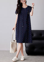 Load image into Gallery viewer, Classy Navy Print Drawstring Cotton Dresses Summer