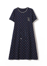 Load image into Gallery viewer, Classy Navy Print Drawstring Cotton Dresses Summer