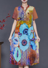 Load image into Gallery viewer, Classy Orange V Neck Print Chiffon Maxi Dresses Summer