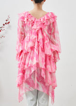 Load image into Gallery viewer, Classy Pink Asymmetrical Tie Dye Chiffon Dress Summer