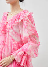 Load image into Gallery viewer, Classy Pink Asymmetrical Tie Dye Chiffon Dress Summer