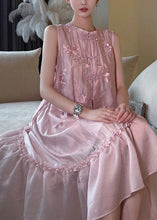 Load image into Gallery viewer, Classy Pink Embroidered Ruffled Button Cotton Two Pieces Set Sleeveless