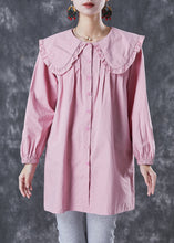 Load image into Gallery viewer, Classy Pink Peter Pan Collar Cotton Shirt Top Spring