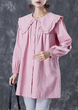 Load image into Gallery viewer, Classy Pink Peter Pan Collar Cotton Shirt Top Spring