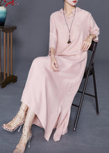 Load image into Gallery viewer, Classy Pink V Neck Draping Silk Party Dress Bracelet Sleeve