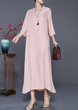 Load image into Gallery viewer, Classy Pink V Neck Draping Silk Party Dress Bracelet Sleeve