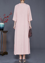 Load image into Gallery viewer, Classy Pink V Neck Draping Silk Party Dress Bracelet Sleeve