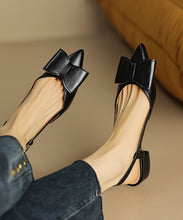 Load image into Gallery viewer, Classy Pointed Toe Bow Sandals Black Faux Leather