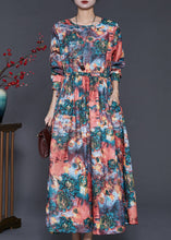 Load image into Gallery viewer, Classy Print Exra Large Hem Linen Cinched Dress Spring