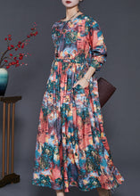 Load image into Gallery viewer, Classy Print Exra Large Hem Linen Cinched Dress Spring