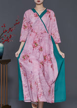 Load image into Gallery viewer, Classy Purple Print Patchwork Linen A Line Dress Spring