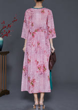 Load image into Gallery viewer, Classy Purple Print Patchwork Linen A Line Dress Spring